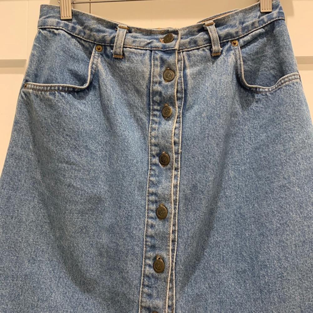 Vintage denim button up maxi skirt